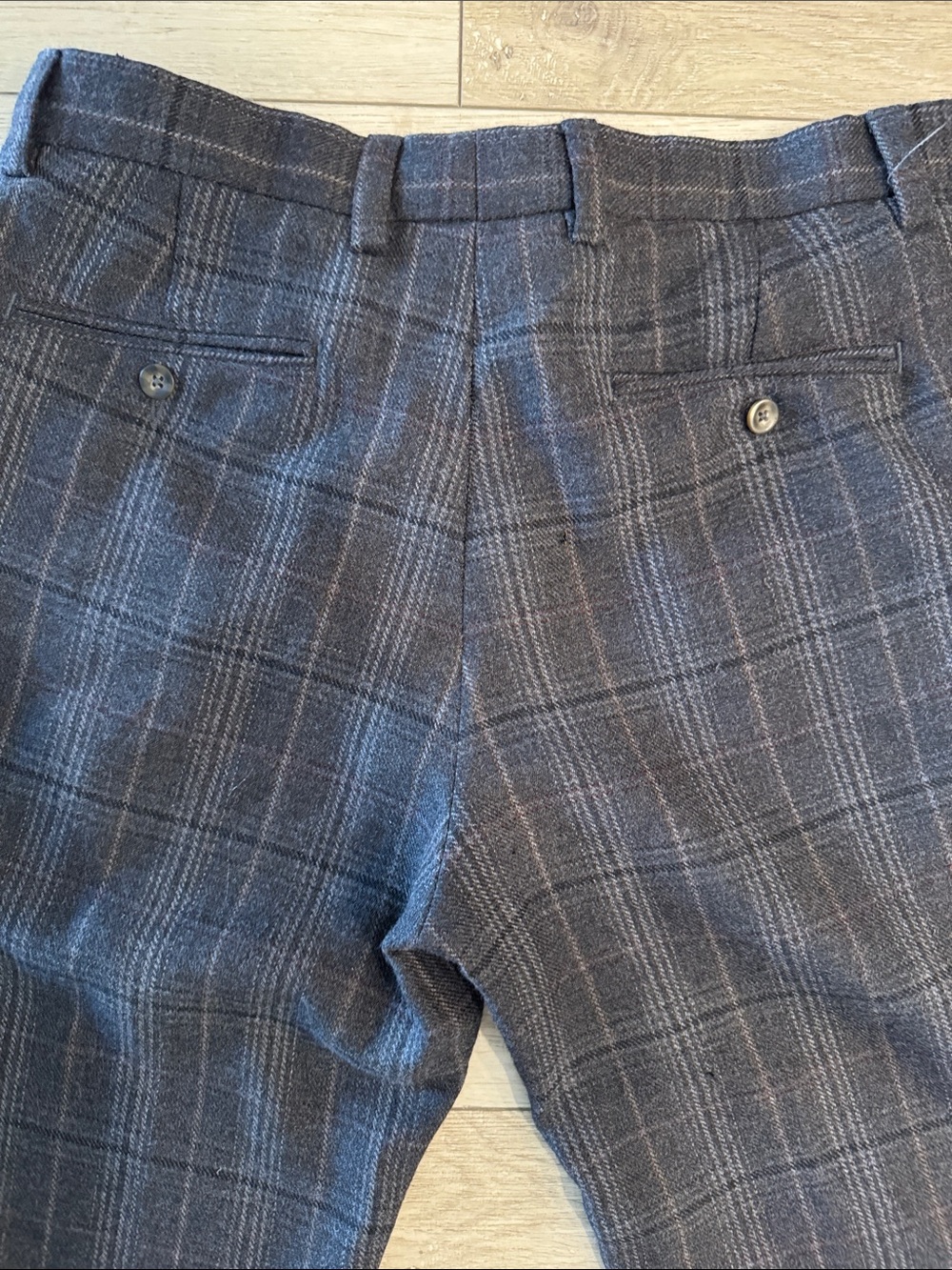 Black Brown 1826 Men's Navy and Charcoal Plaid Dress Pants - Picture 6 of 6